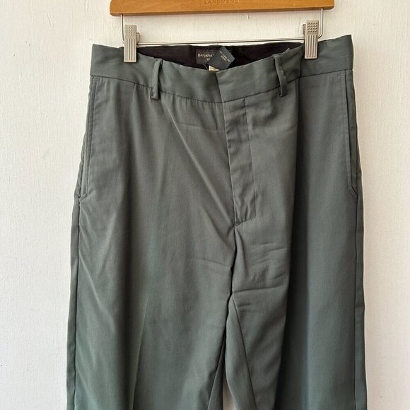 Banana Republic Stretch Wool Blend Pants Mens 31R Green VTG Chino Pants Workwear - Picture 2 of 6